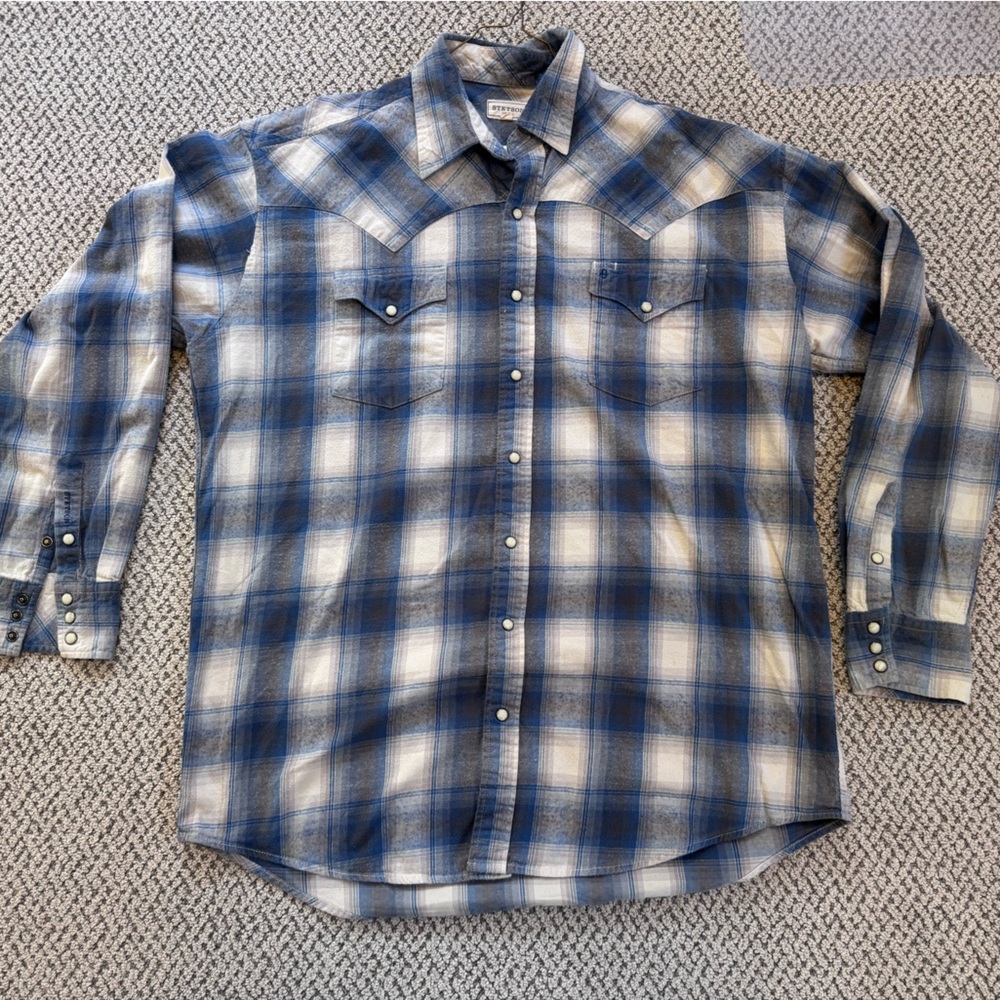 Stetson Navy and Cream Western Longsleeve Men's Shirt